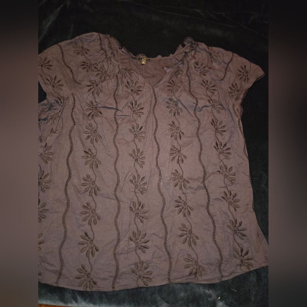 Talbots Navy Eyelet Blouse. Cap Sleeves.  Women's Size 3x